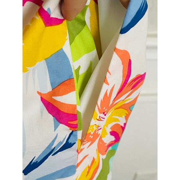 Tahari Tropical Floral Tiered Tie Back Midi Dress - Picture 7 of 10